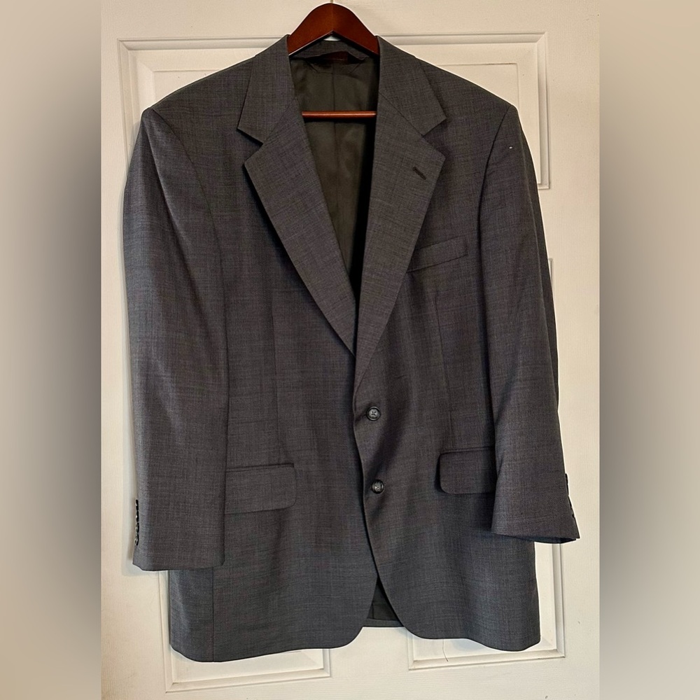 Men's Sz 42R Nordstrom Sport Coat‎ Gray 100% Wool Two Button Blazer